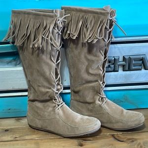 West Blvb Havana fringe faux suede boots moccasin Woman 7.5